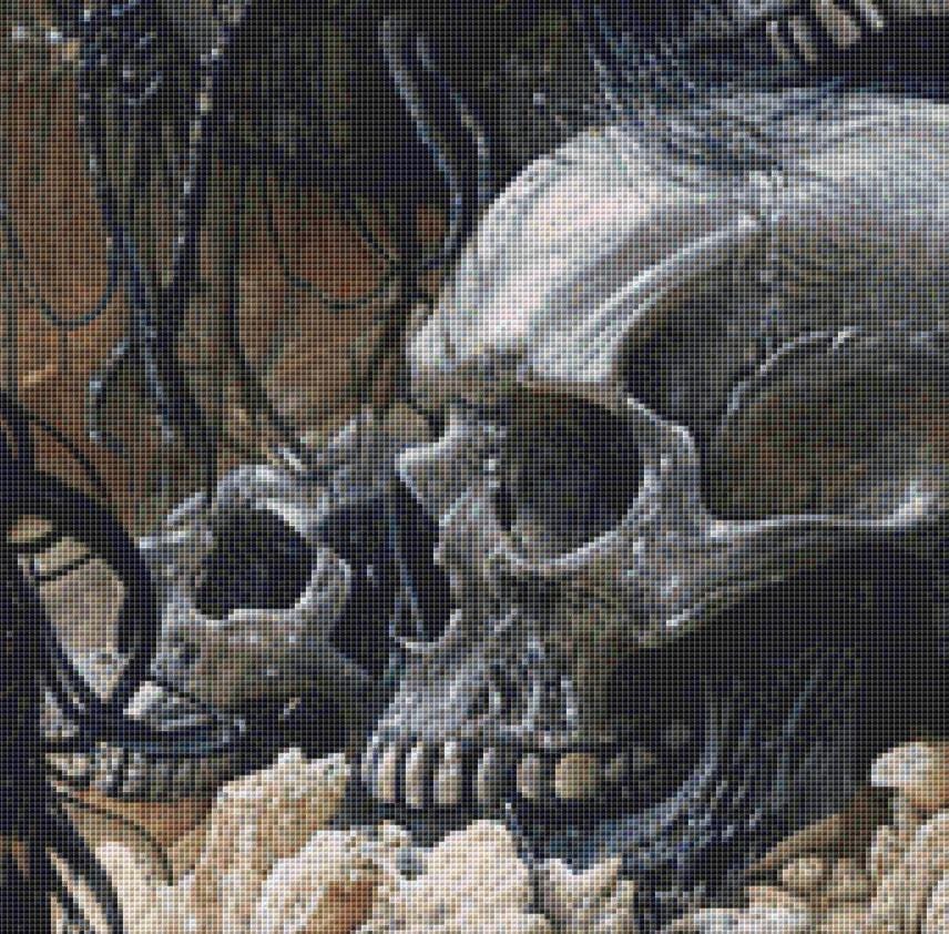 In the Shadow of  Skulls (Max Size) counted cross stitch pattern by Eder Jose Rosa