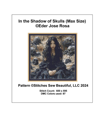 In the Shadow of  Skulls (Max Size) counted cross stitch pattern by Eder Jose Rosa