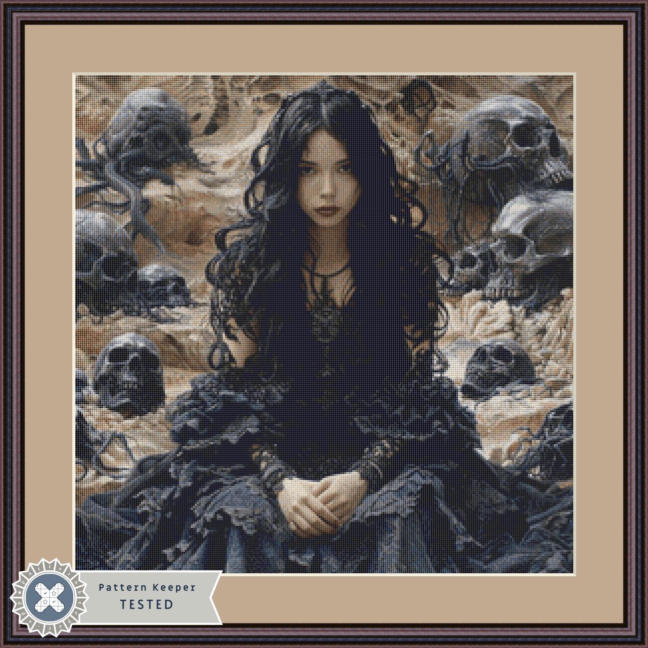 In the Shadow of Skulls (Small) counted cross stitch pattern by Eder Jose Rosa