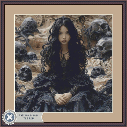 In the Shadow of Skulls (Small) counted cross stitch pattern by Eder Jose Rosa