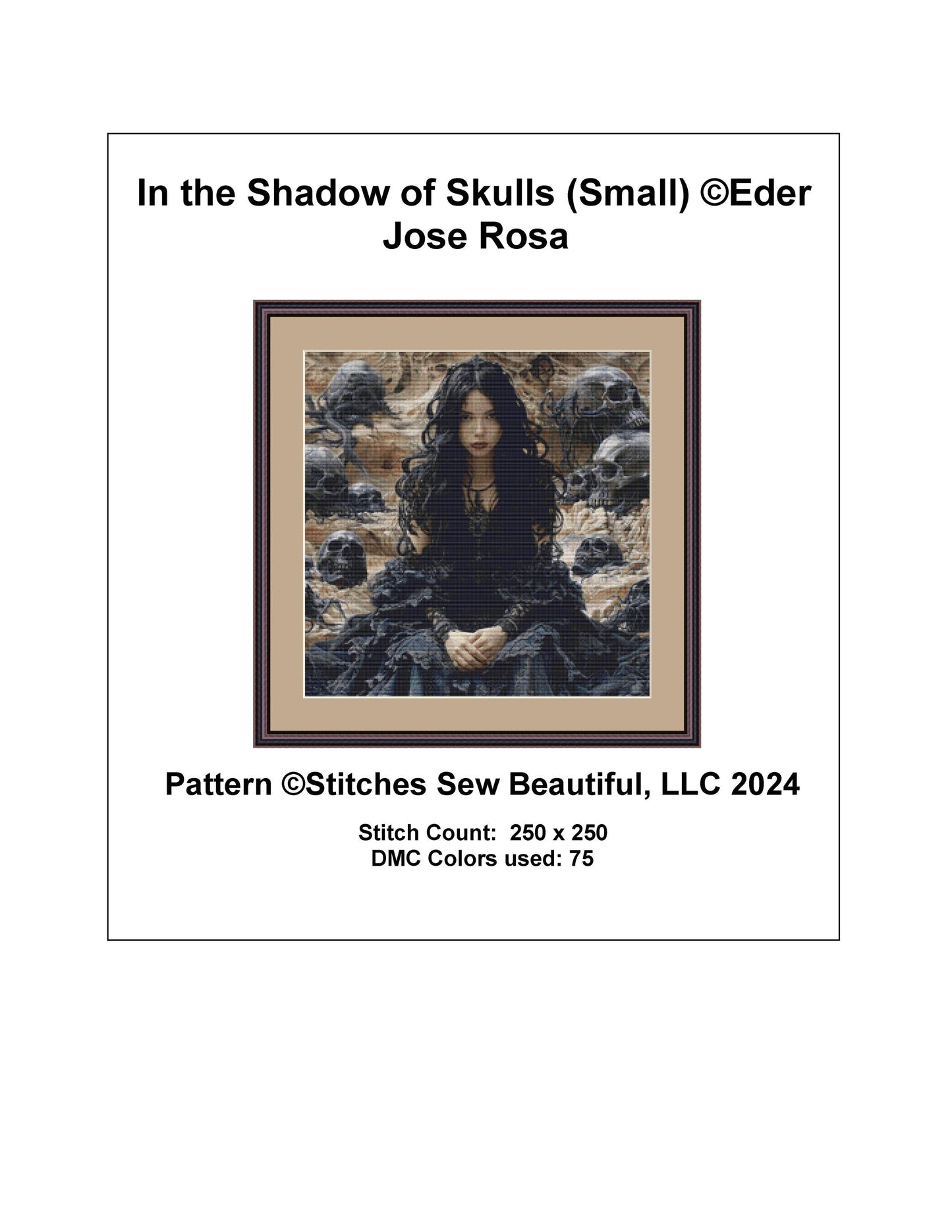 In the Shadow of Skulls (Small) counted cross stitch pattern by Eder Jose Rosa
