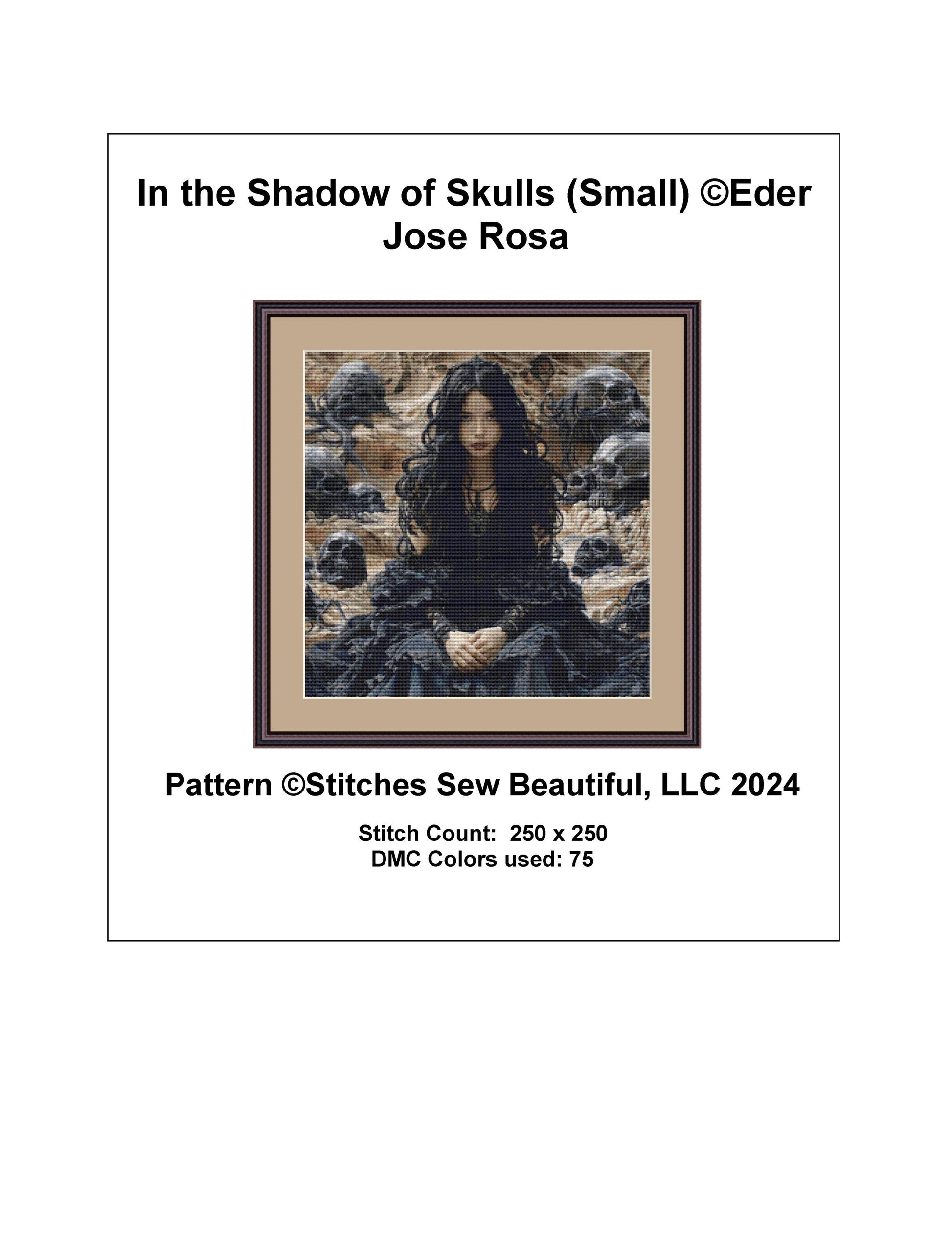 In the Shadow of Skulls (Small) counted cross stitch pattern by Eder Jose Rosa