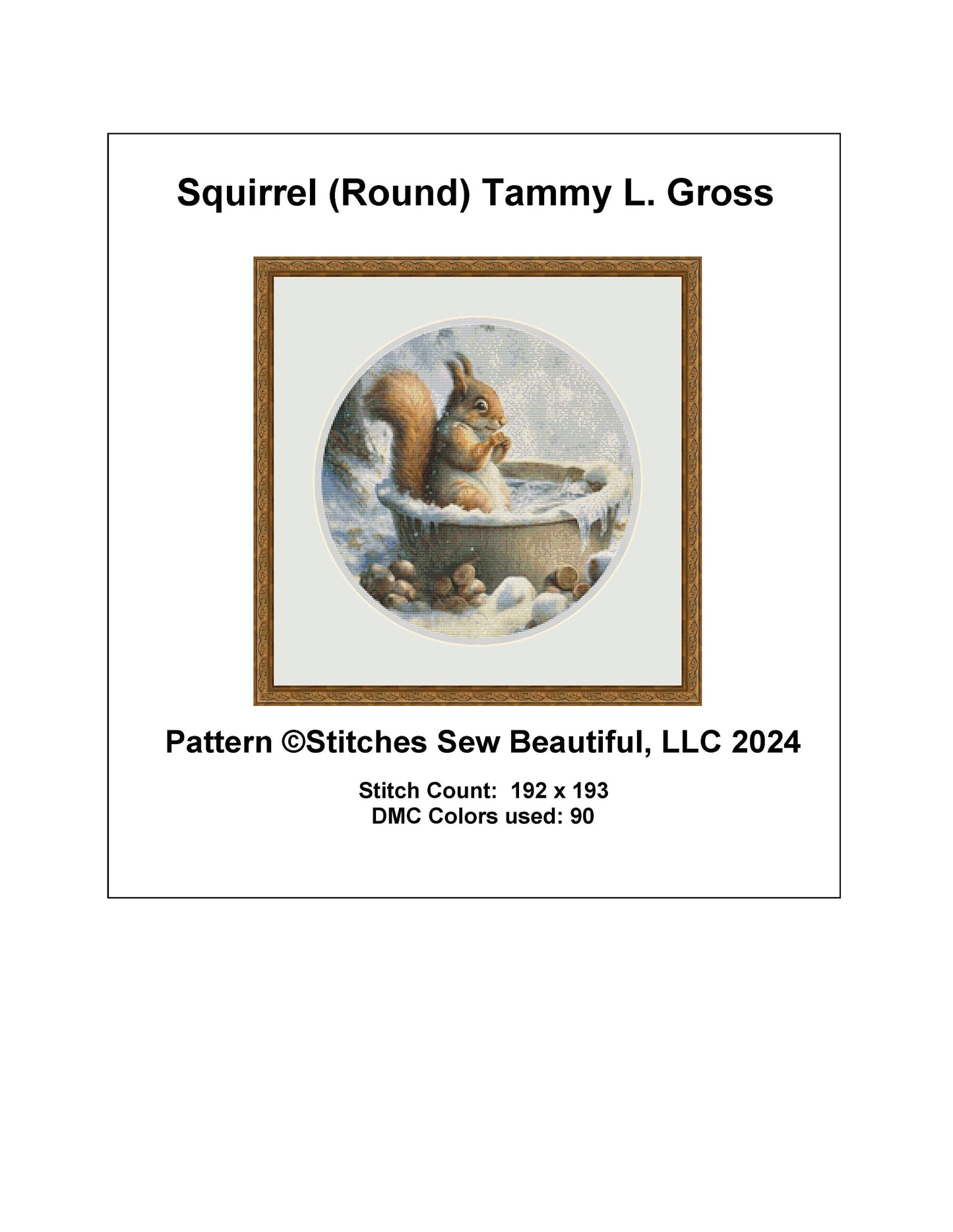 Squirrel (Round) cross stitch pattern by Tammy L. Gross