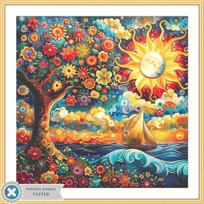 Sailing Beneath the Solar Eclipse counted cross stitch pattern by Eder Jose Rosa