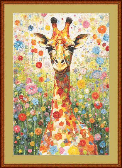 Flowers and Giraffe counted cross stitch pattern by Eder Jose Rosa