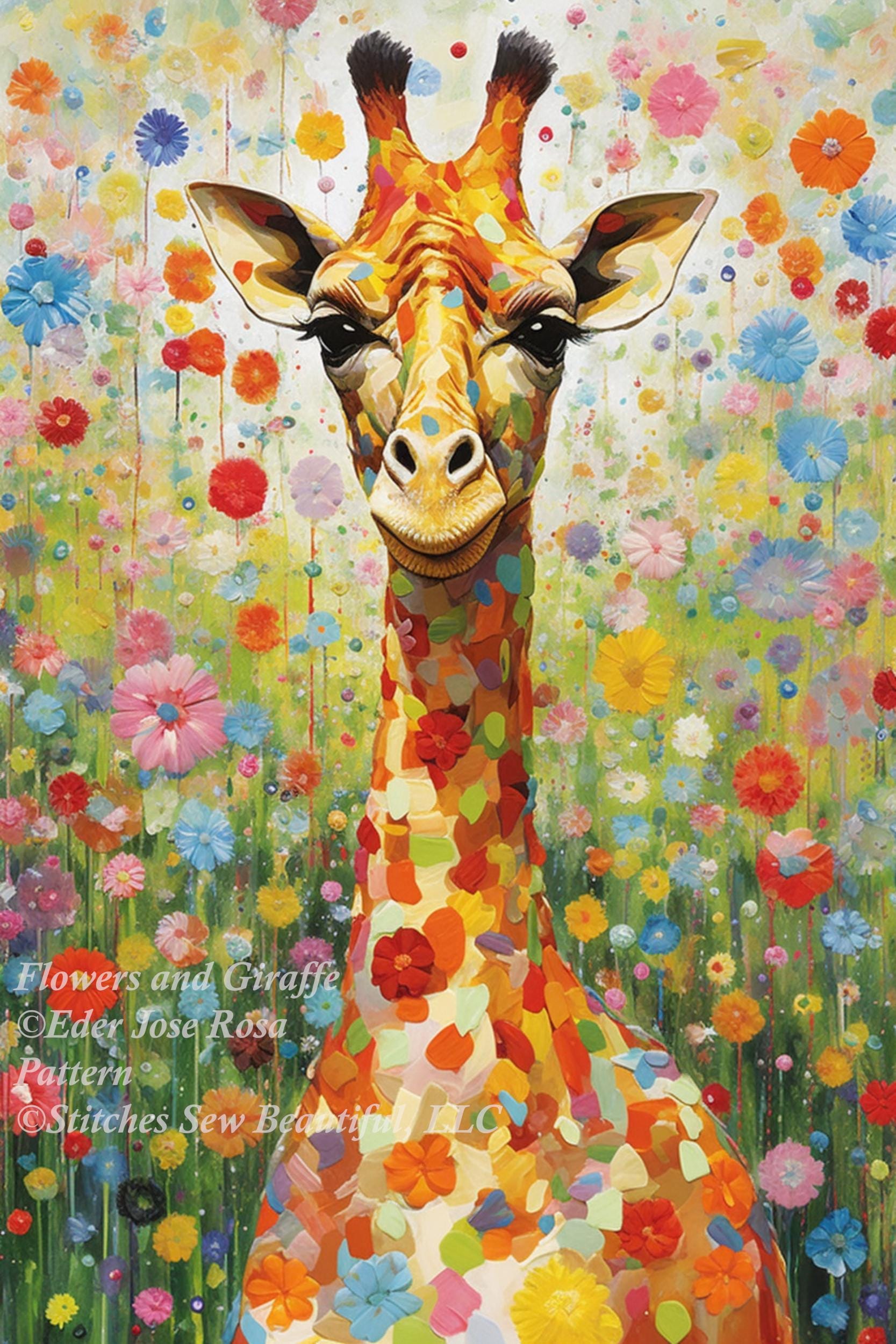 Flowers and Giraffe counted cross stitch pattern by Eder Jose Rosa