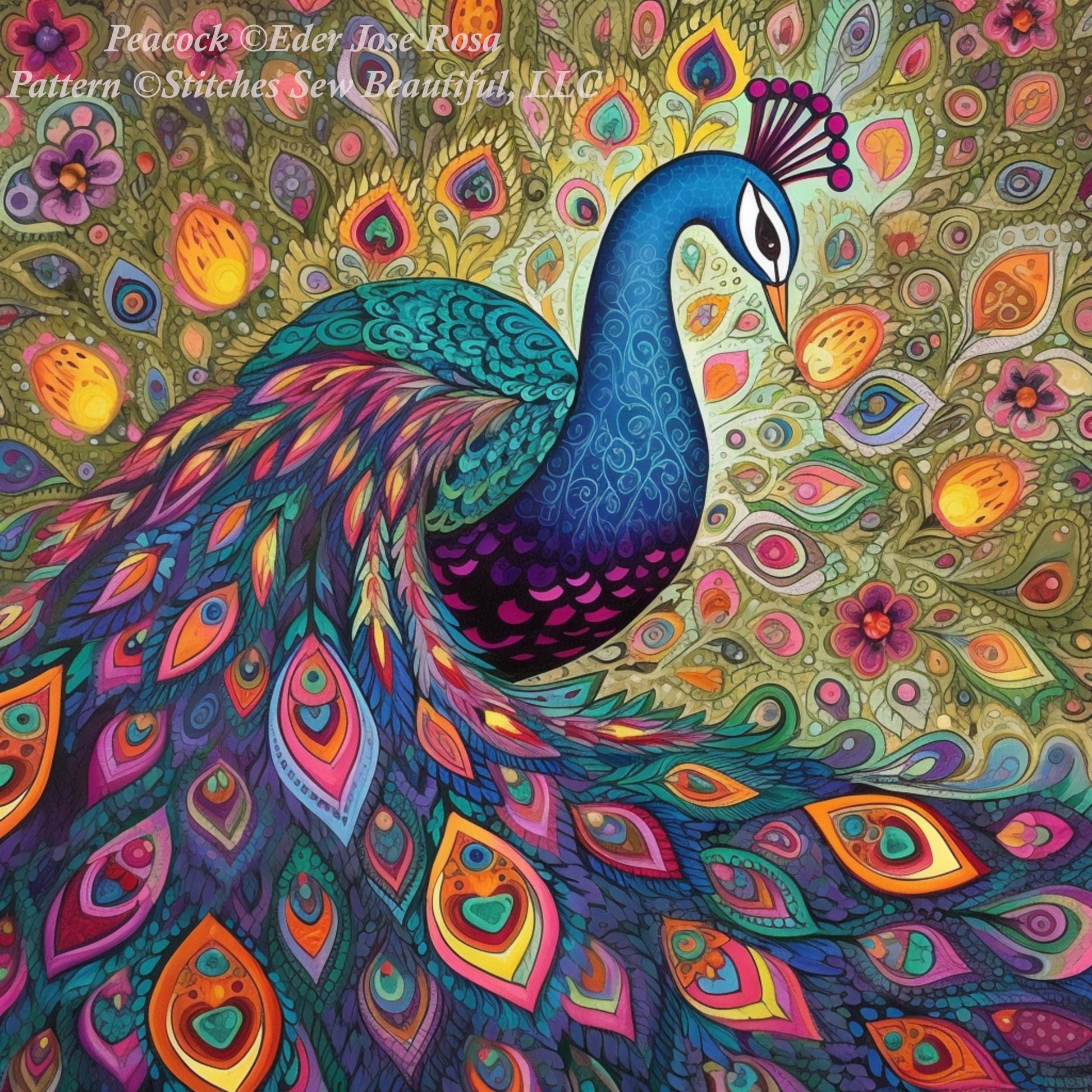 Peacock counted cross stitch pattern by Eder Jose Rosa