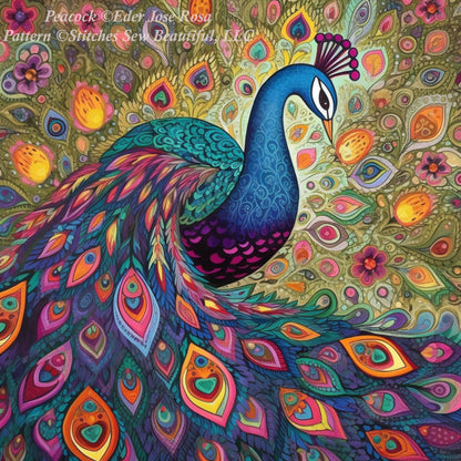 Peacock counted cross stitch pattern by Eder Jose Rosa