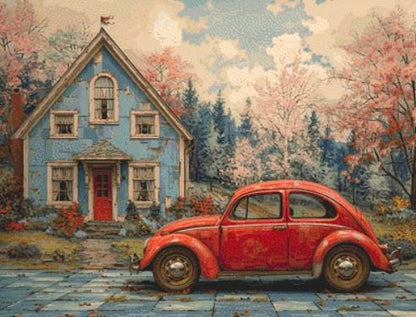 Red Herbie counted cross stitch pattern by Eder Jose Rosa