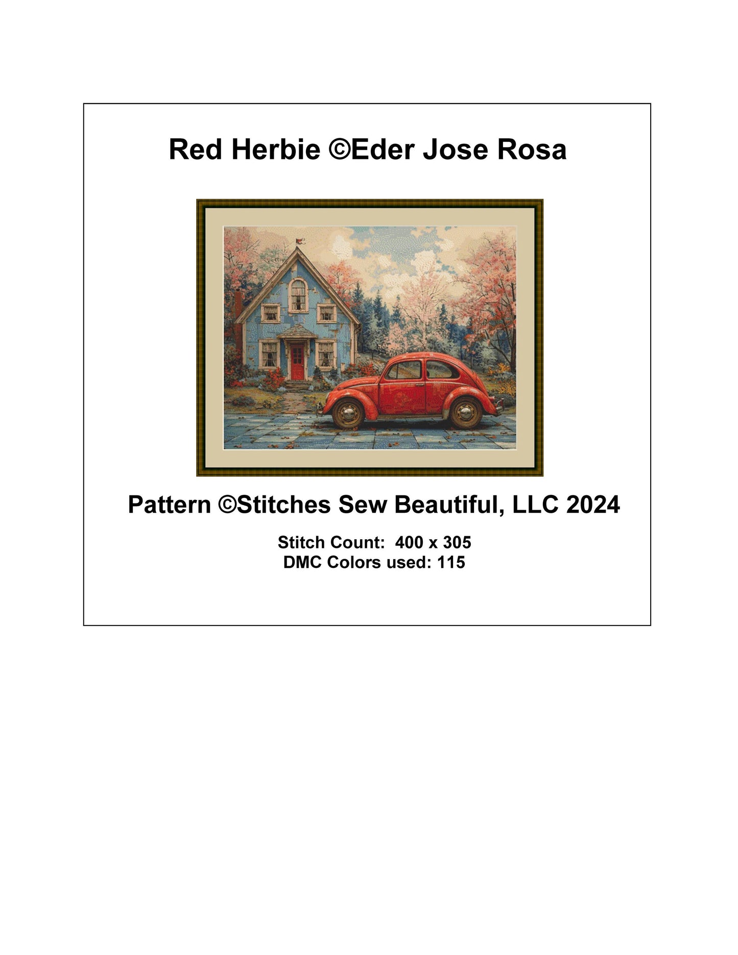 Red Herbie counted cross stitch pattern by Eder Jose Rosa