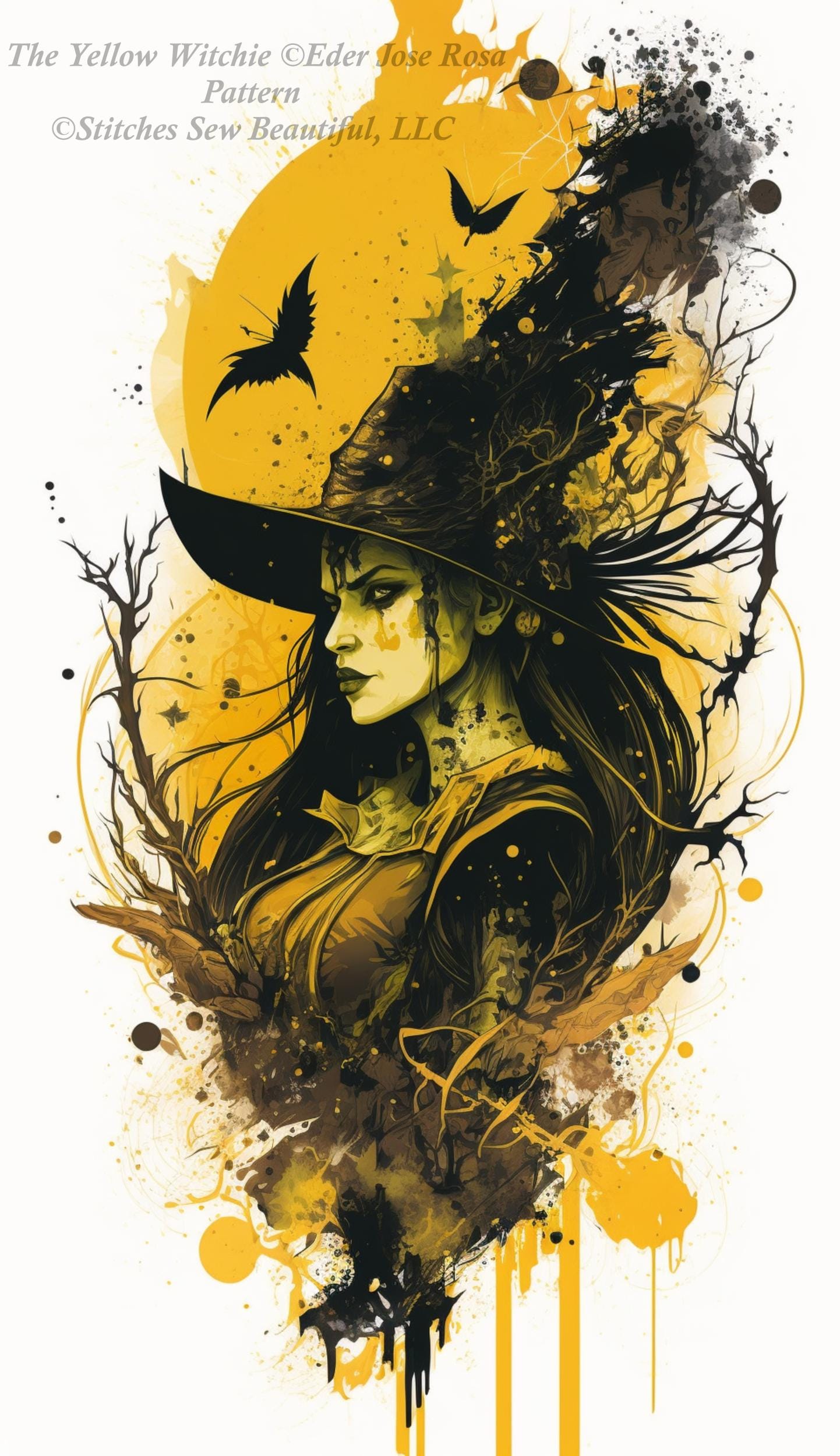 The Yellow Witchie counted cross stitch pattern by Eder Jose Rosa