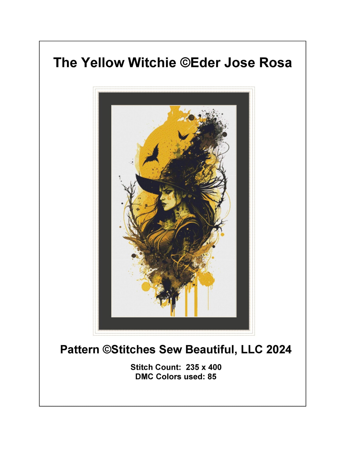 The Yellow Witchie counted cross stitch pattern by Eder Jose Rosa