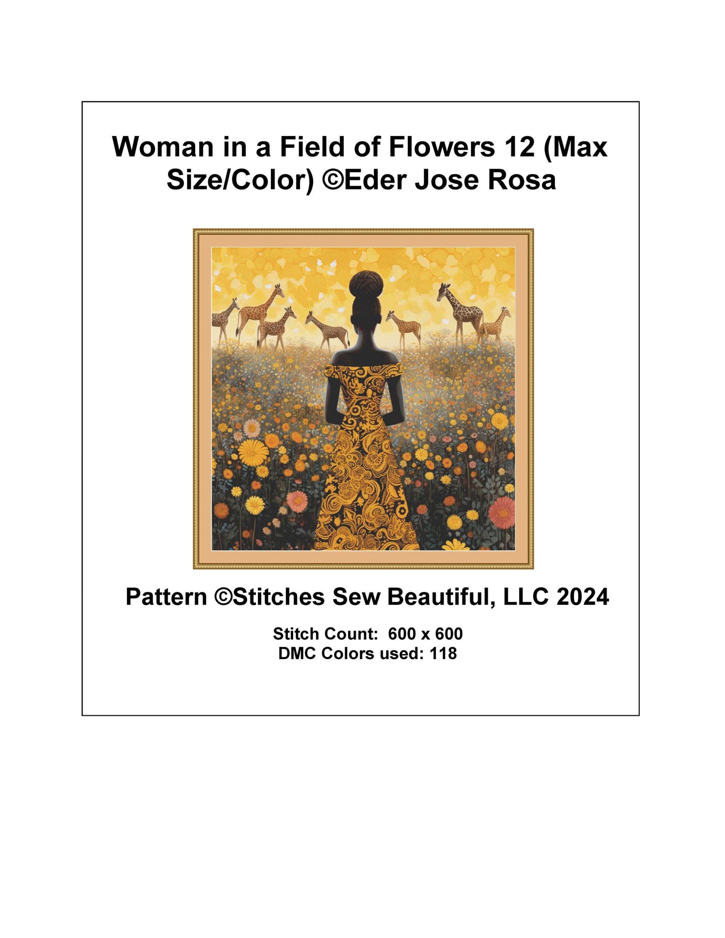 Woman in a Field of Flowers 12 (Max Size/Color) counted cross stitch pattern by Eder Jose Rosa