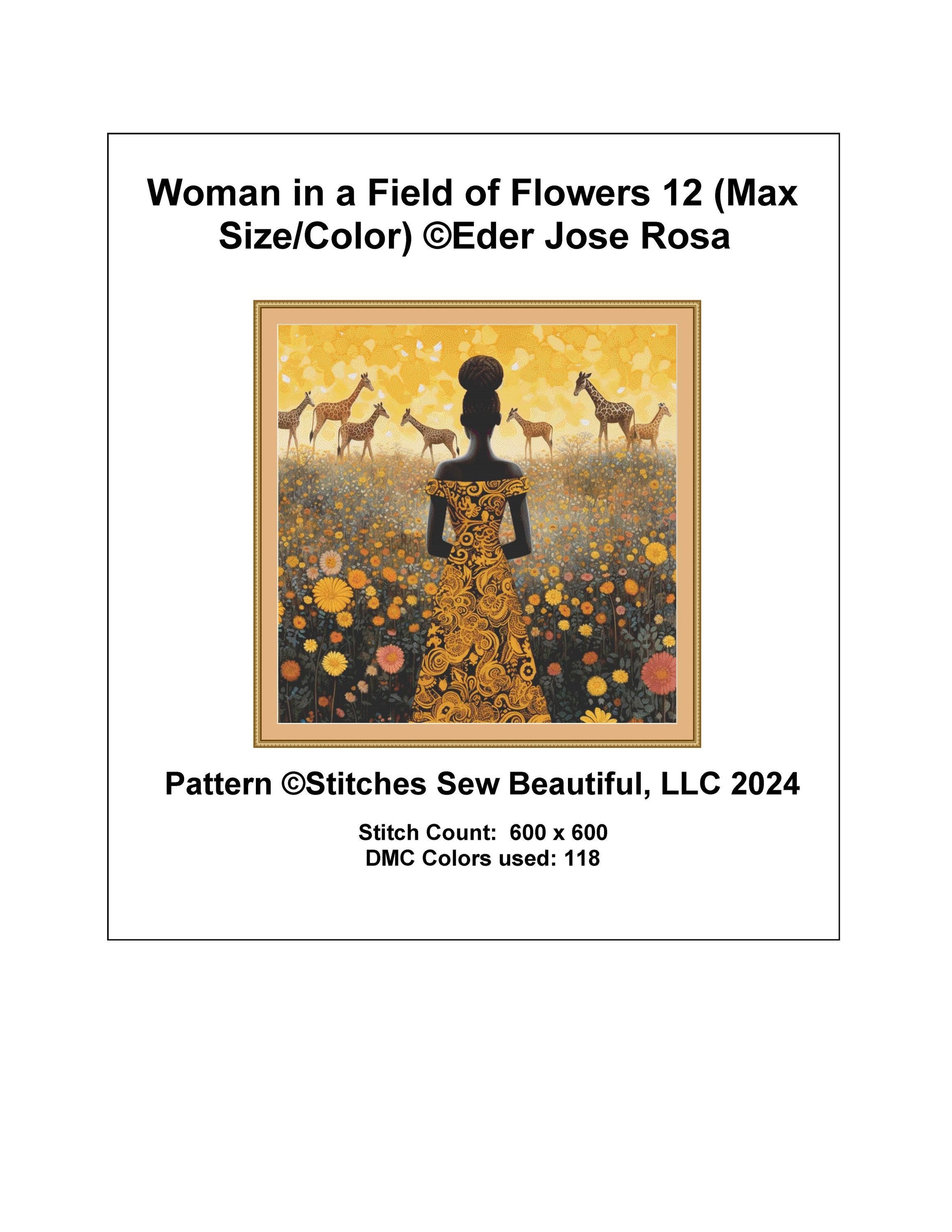 Woman in a Field of Flowers 12 (Max Size/Color) counted cross stitch pattern by Eder Jose Rosa