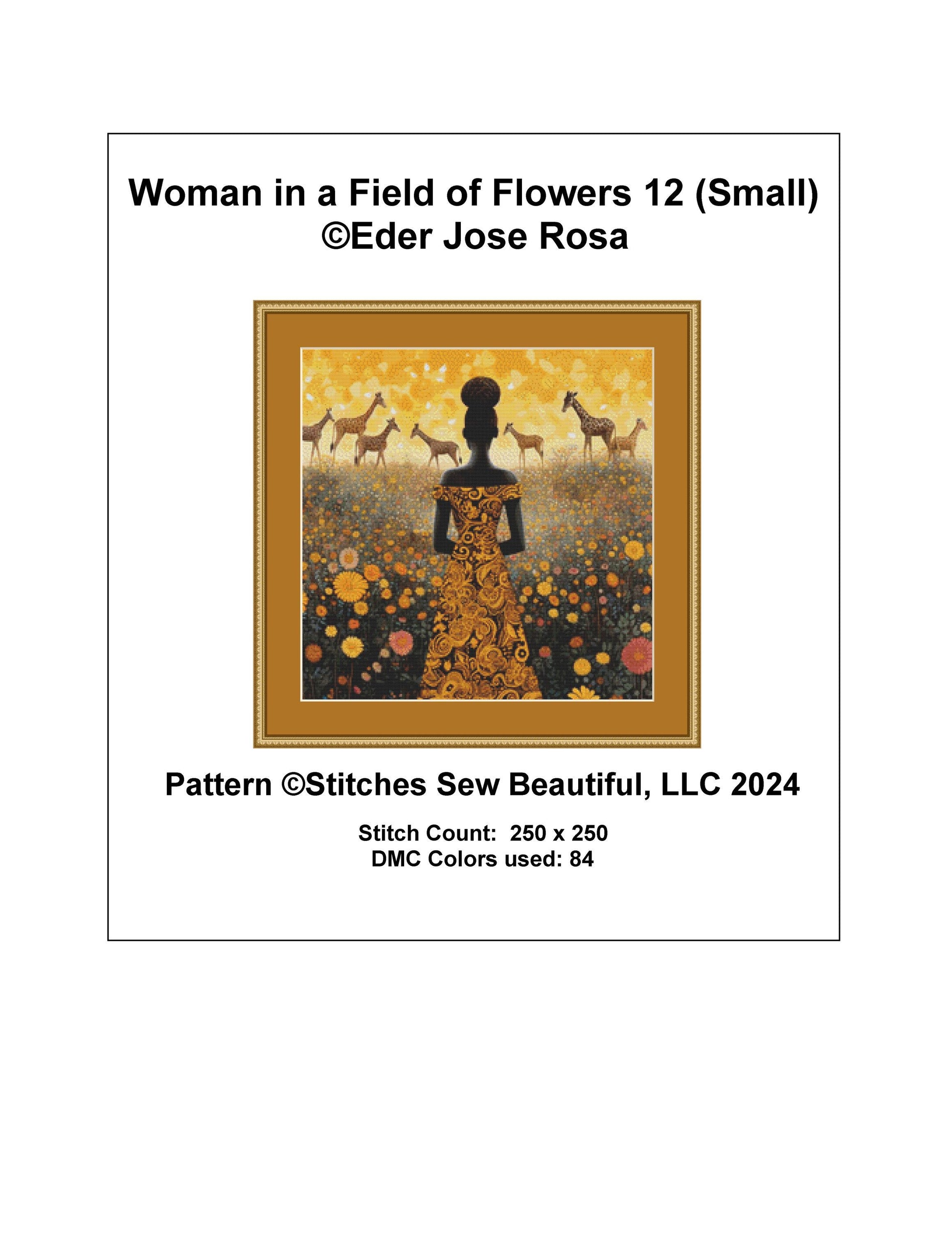 Woman in a Field of Flowers 12 (Small) counted cross stitch pattern by Eder Jose Rosa