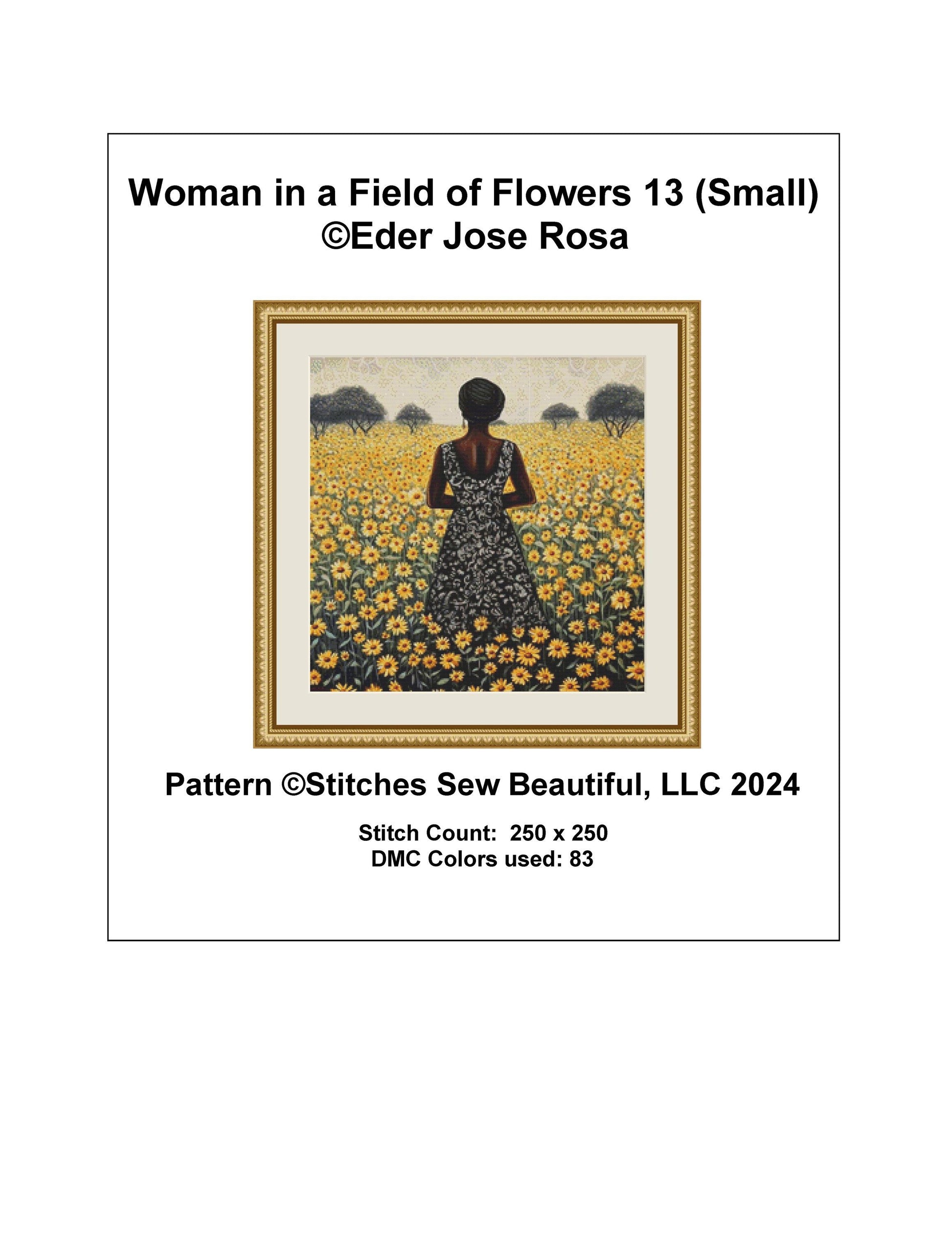 Woman in a Field of Flowers 13 (Small) counted cross stitch pattern by Eder Jose Rosa