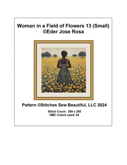Woman in a Field of Flowers 13 (Small) counted cross stitch pattern by Eder Jose Rosa