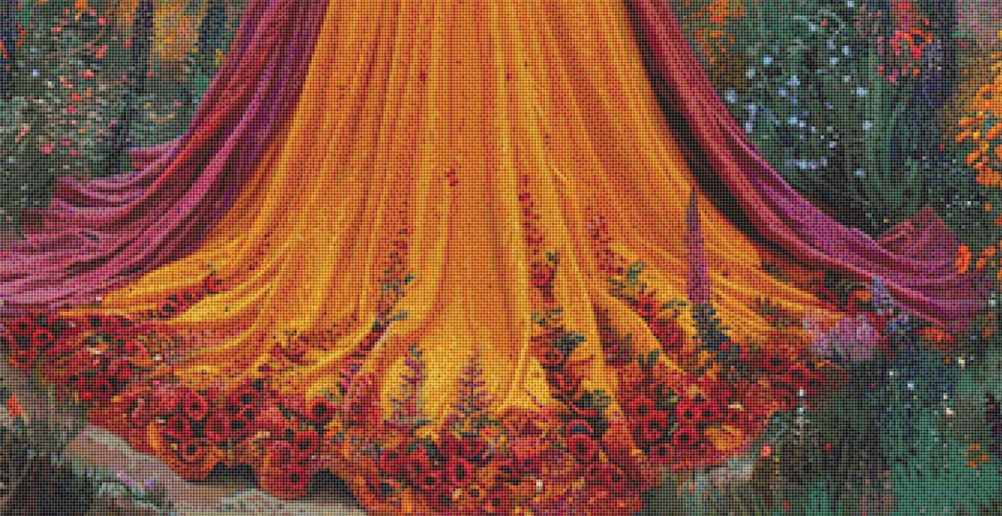 Woman in a Field of Flowers 15 counted cross stitch pattern by Eder Jose Rosa