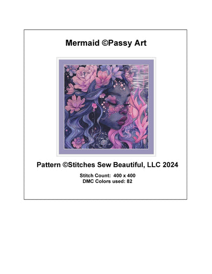 Mermaid counted cross stitch pattern by PassyArt