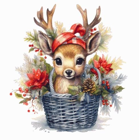 Christmas Reindeer (Max Color) counted cross stitch pattern by CedarGroveGraphics