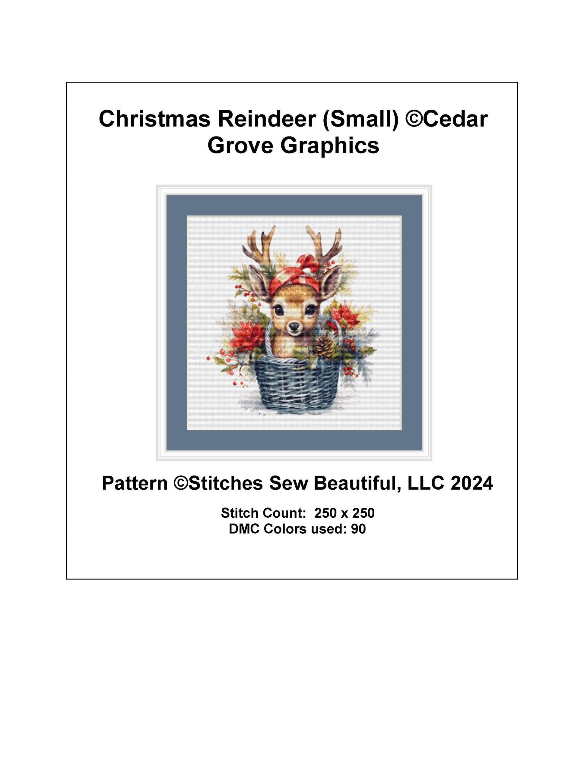 Christmas Reindeer (Small) counted cross stitch pattern by CedarGroveGraphics