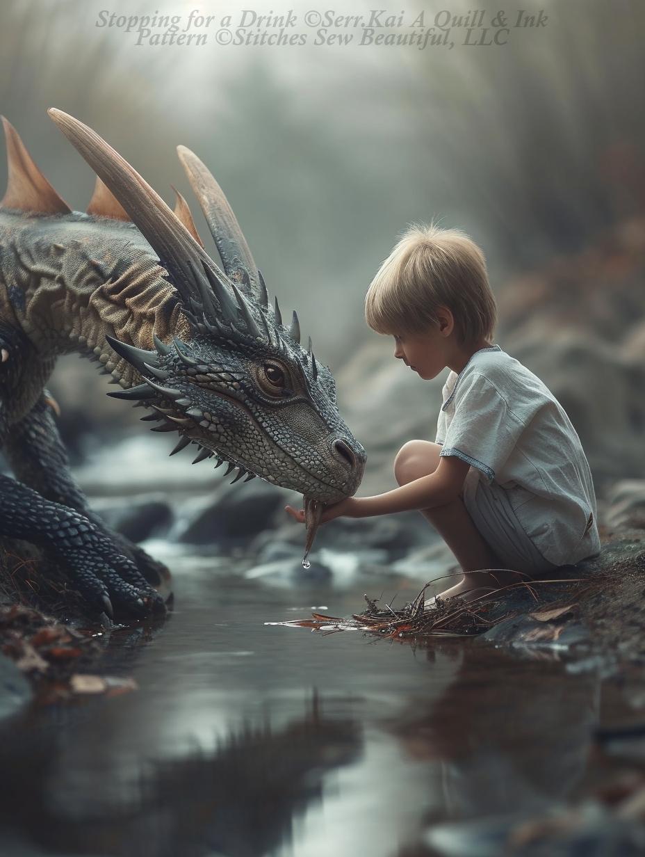 Stopping for a Drink counted cross stitch pattern by Serr.Kai A Quill & Ink