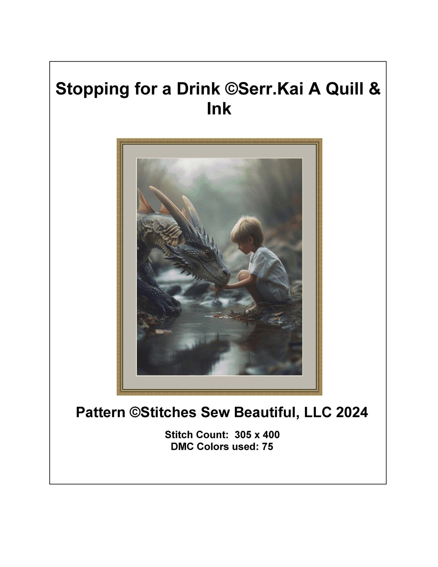 Stopping for a Drink counted cross stitch pattern by Serr.Kai A Quill & Ink