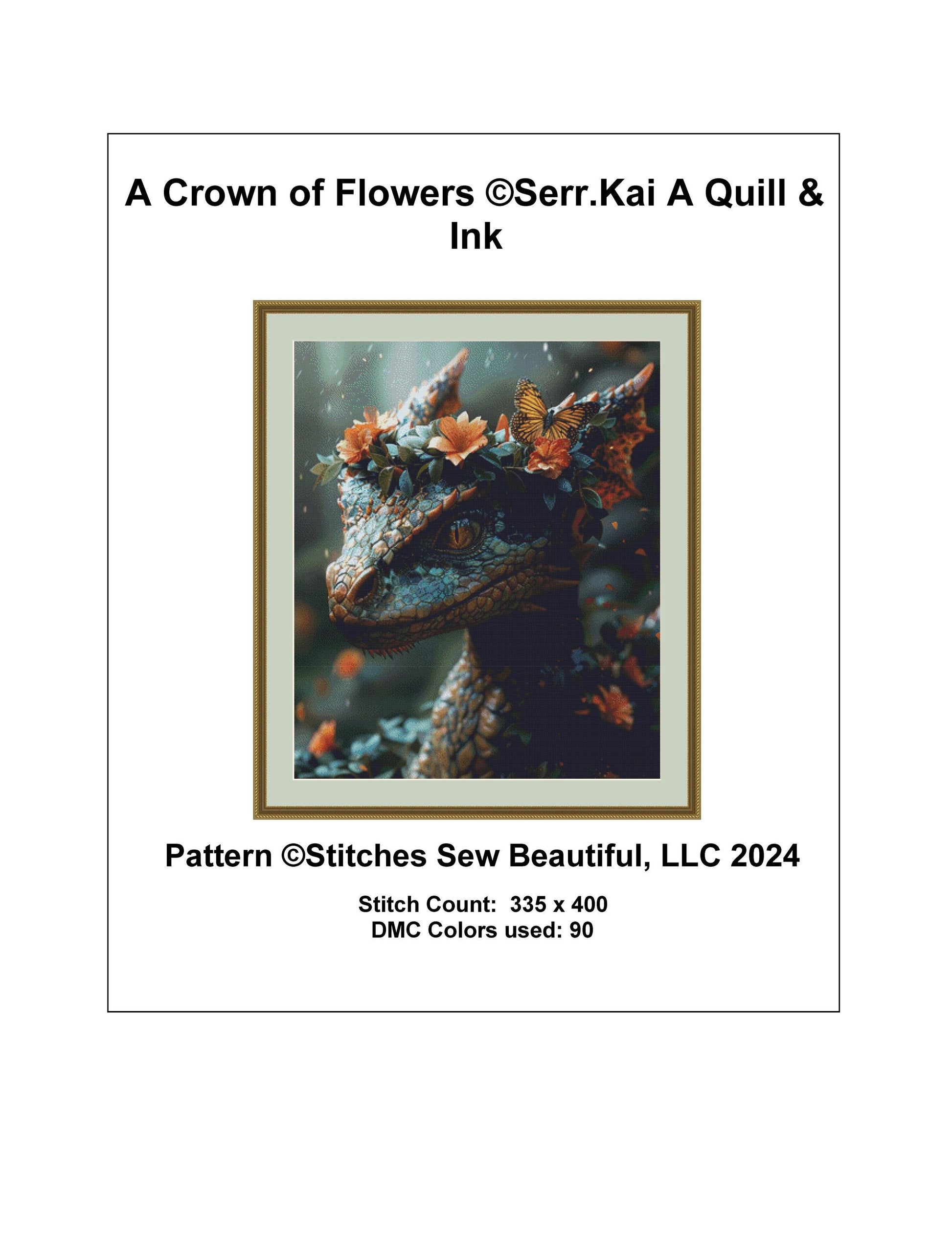 A Crown of Flowers counted cross stitch pattern by Serr.Kai A Quill & Ink