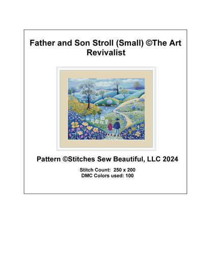 Father and Son Stroll (Small) cross stitch pattern by The Art Revivalist