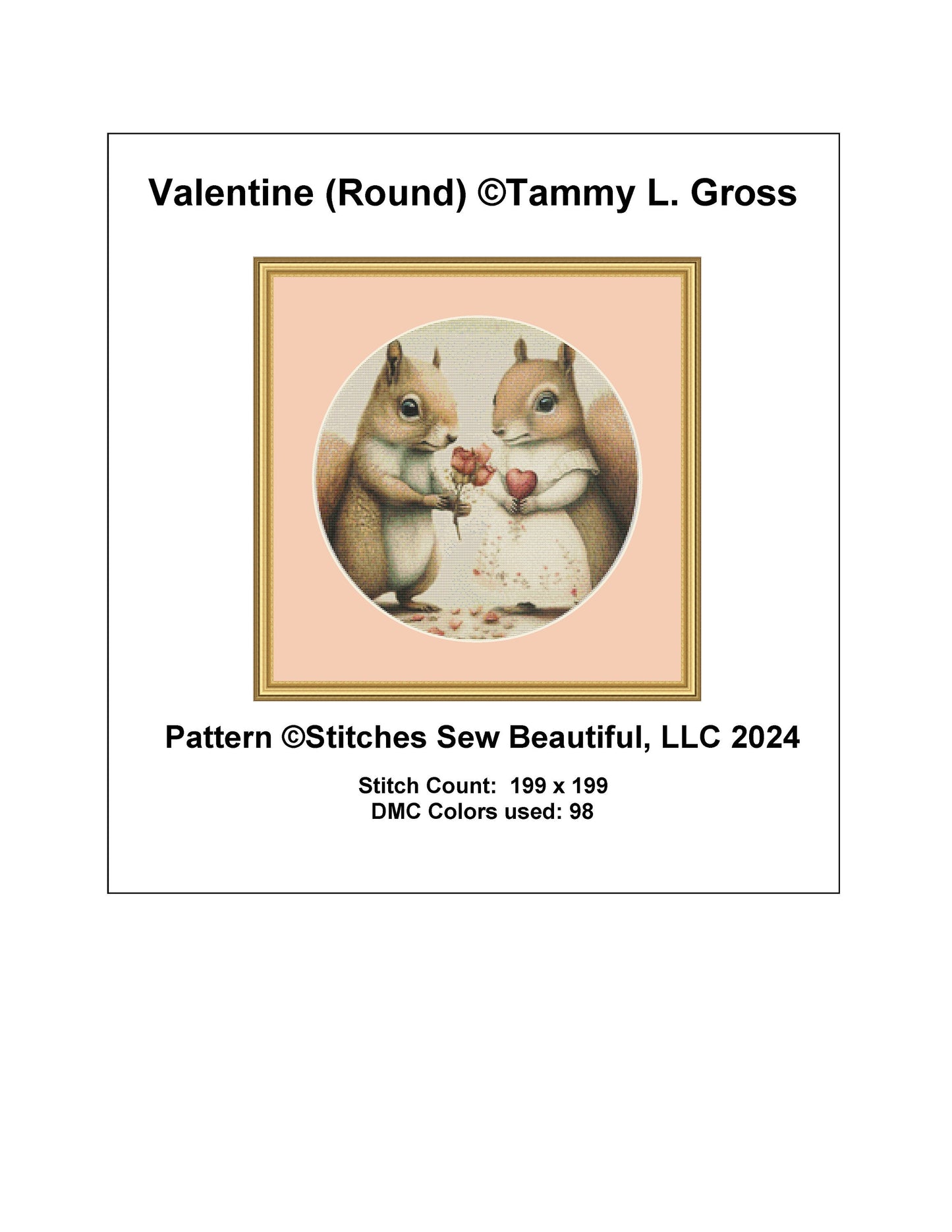 Valentine (Round) cross stitch pattern by Tammy L. Gross