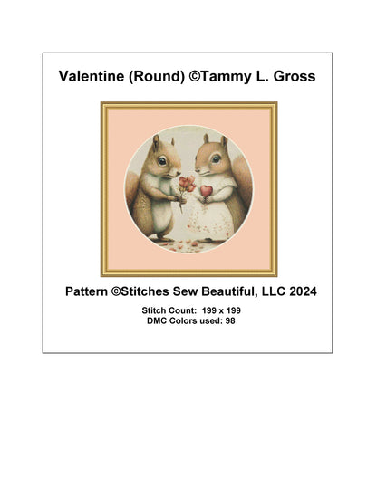 Valentine (Round) cross stitch pattern by Tammy L. Gross