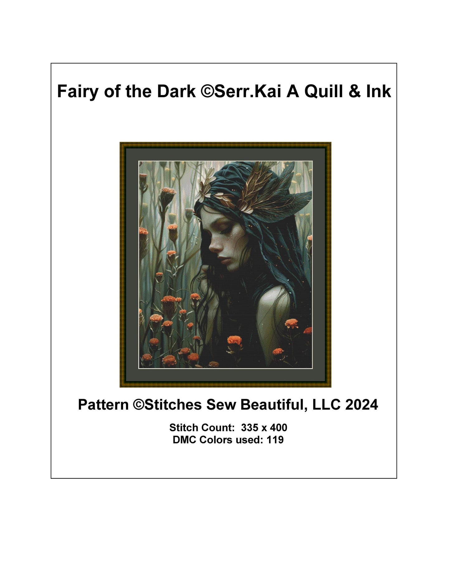 Fairy of the Dark counted cross stitch pattern by Serr.Kai A Quill & Ink