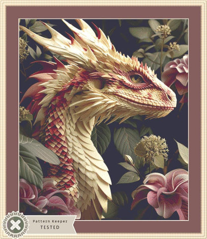 Vanilla Blossom Dragon (Max Color) counted cross stitch pattern by Serr.Kai A Quill & Ink
