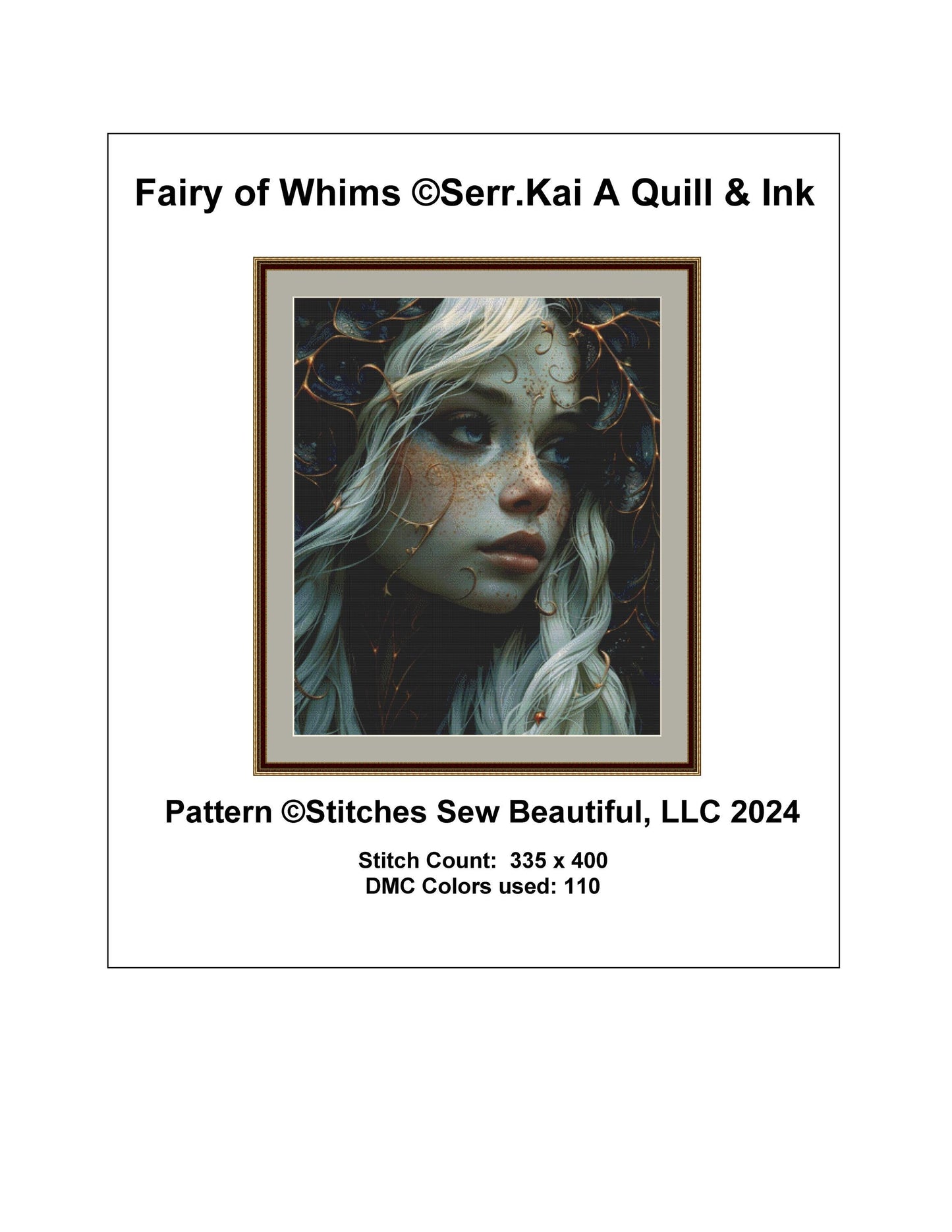 Fairy of Whims counted cross stitch pattern by Serr.Kai A Quill & Ink