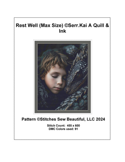Rest Well (Max Size) counted cross stitch pattern by Serr.Kai A Quill & Ink