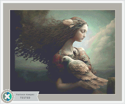 Woman and Bird cross stitch pattern by Tammy L. Gross