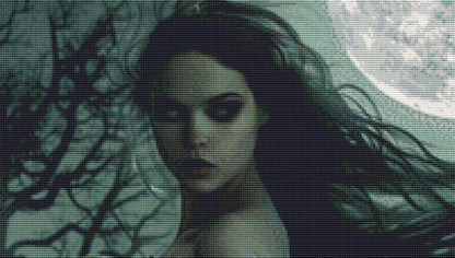 Witch of the Moon cross stitch pattern by The Art Revivalist
