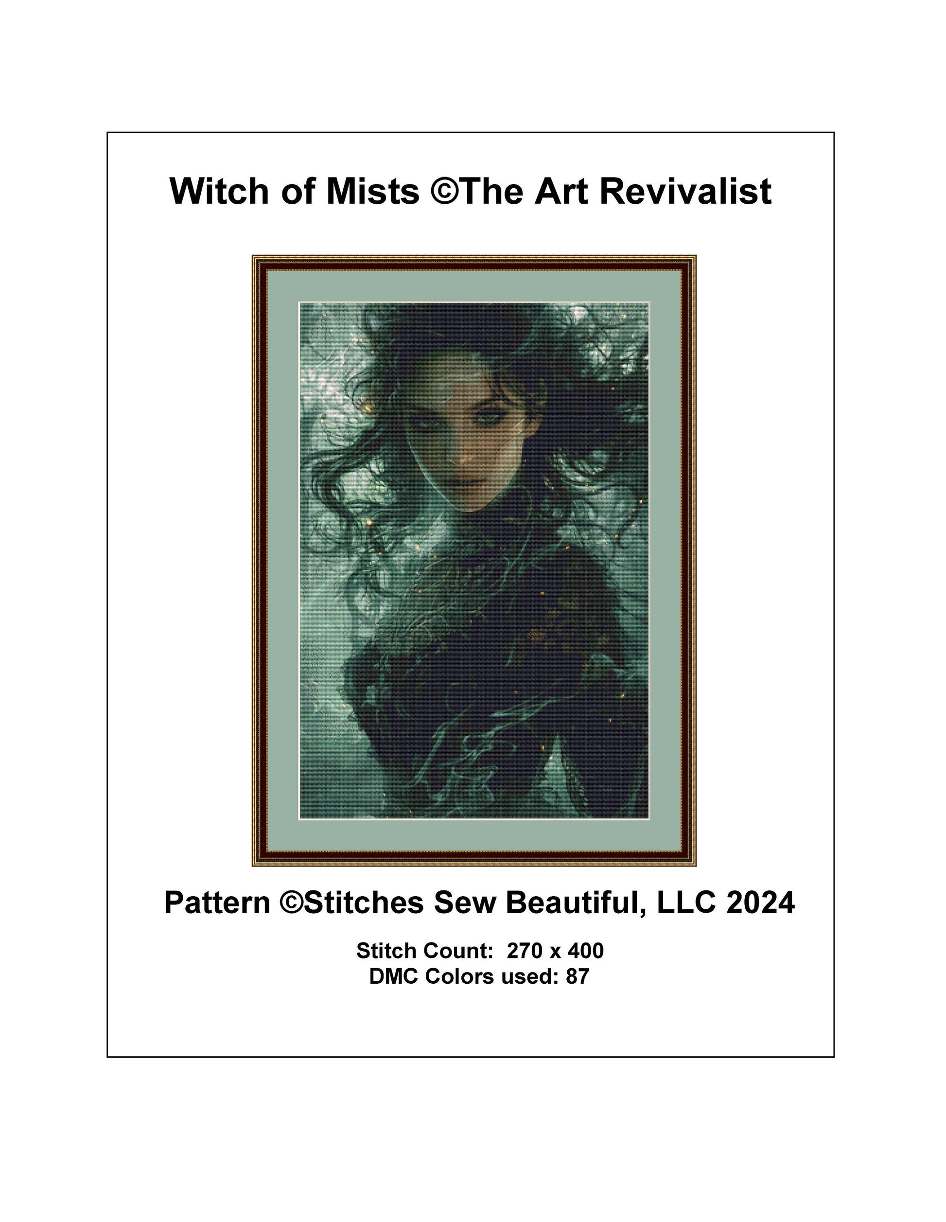 Witch of Mists cross stitch pattern by The Art Revivalist