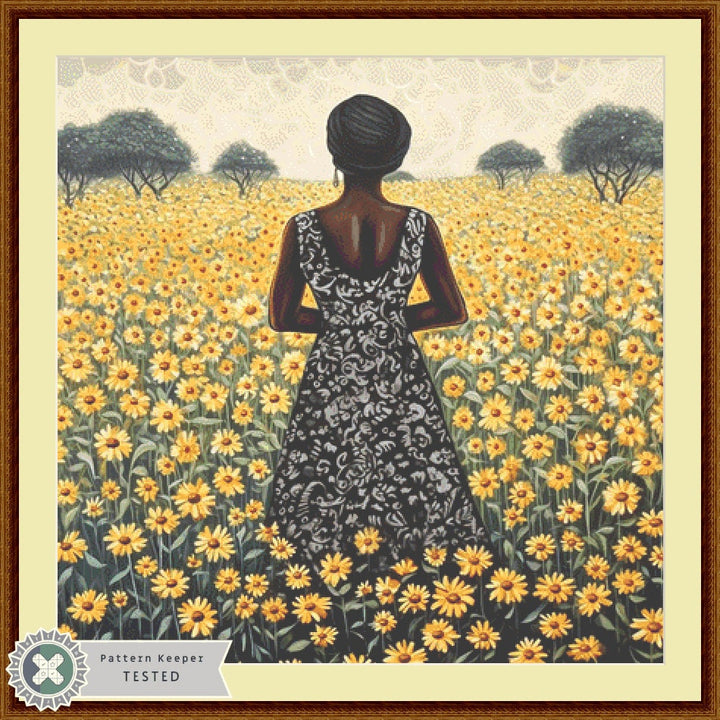 Woman in a Field of Flowers 13 cross stitch pattern by Eder Jose Rosa
