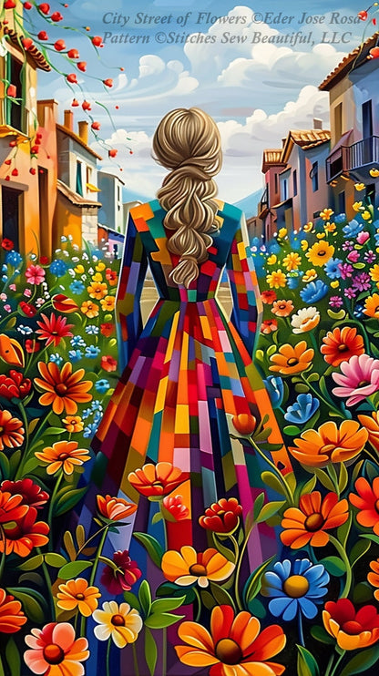 City Street of Flowers cross stitch pattern by Eder Jose Rosa