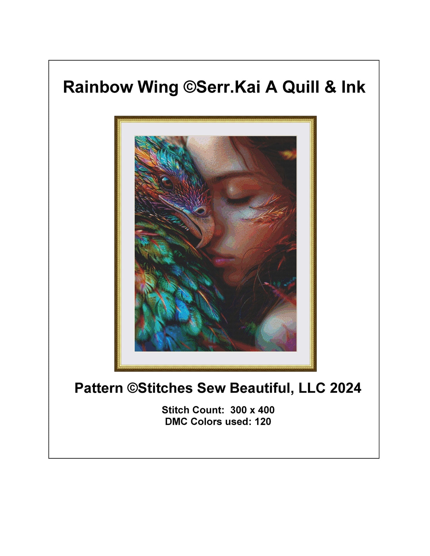 Rainbow Wing cross stitch pattern by Serr.Kai A Quill & Ink