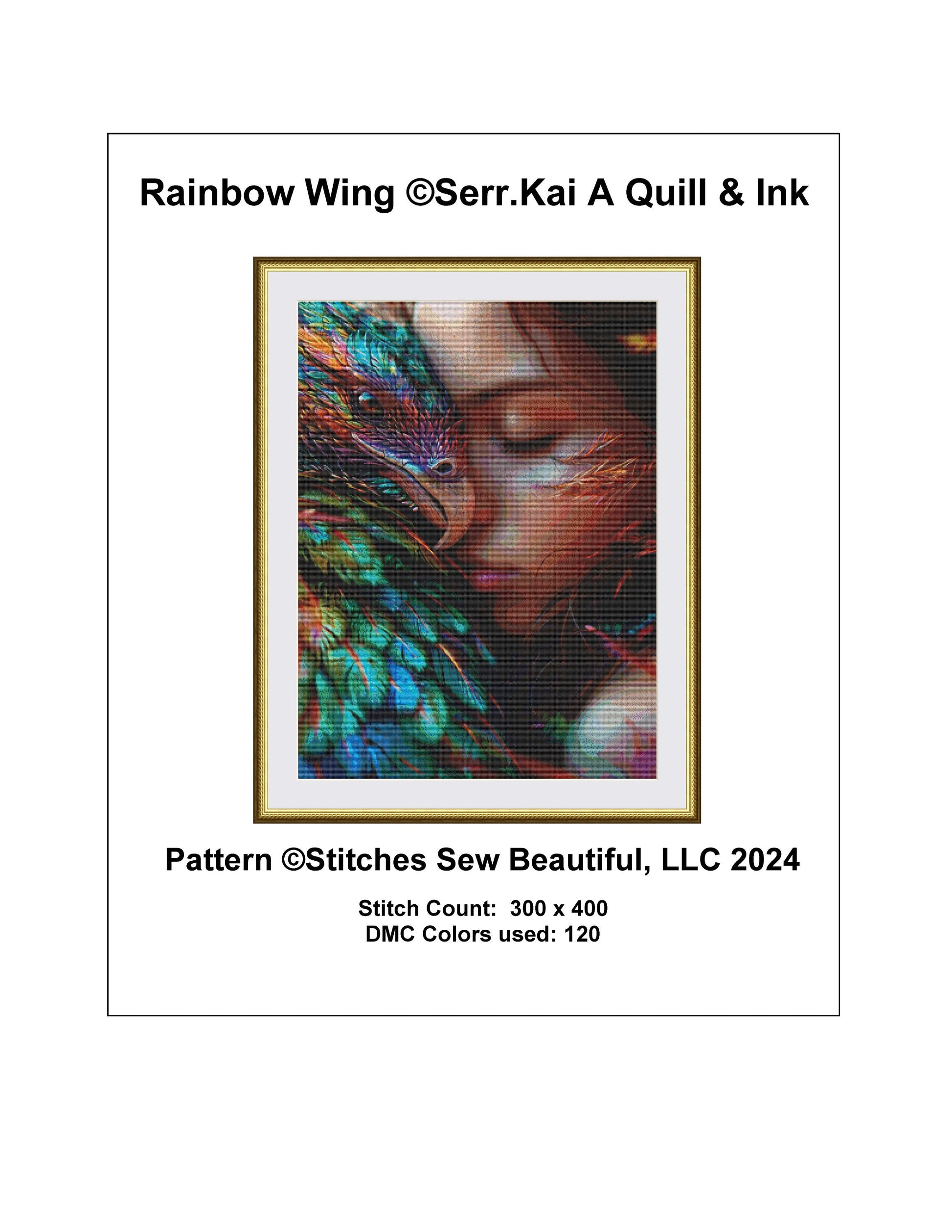 Rainbow Wing cross stitch pattern by Serr.Kai A Quill & Ink