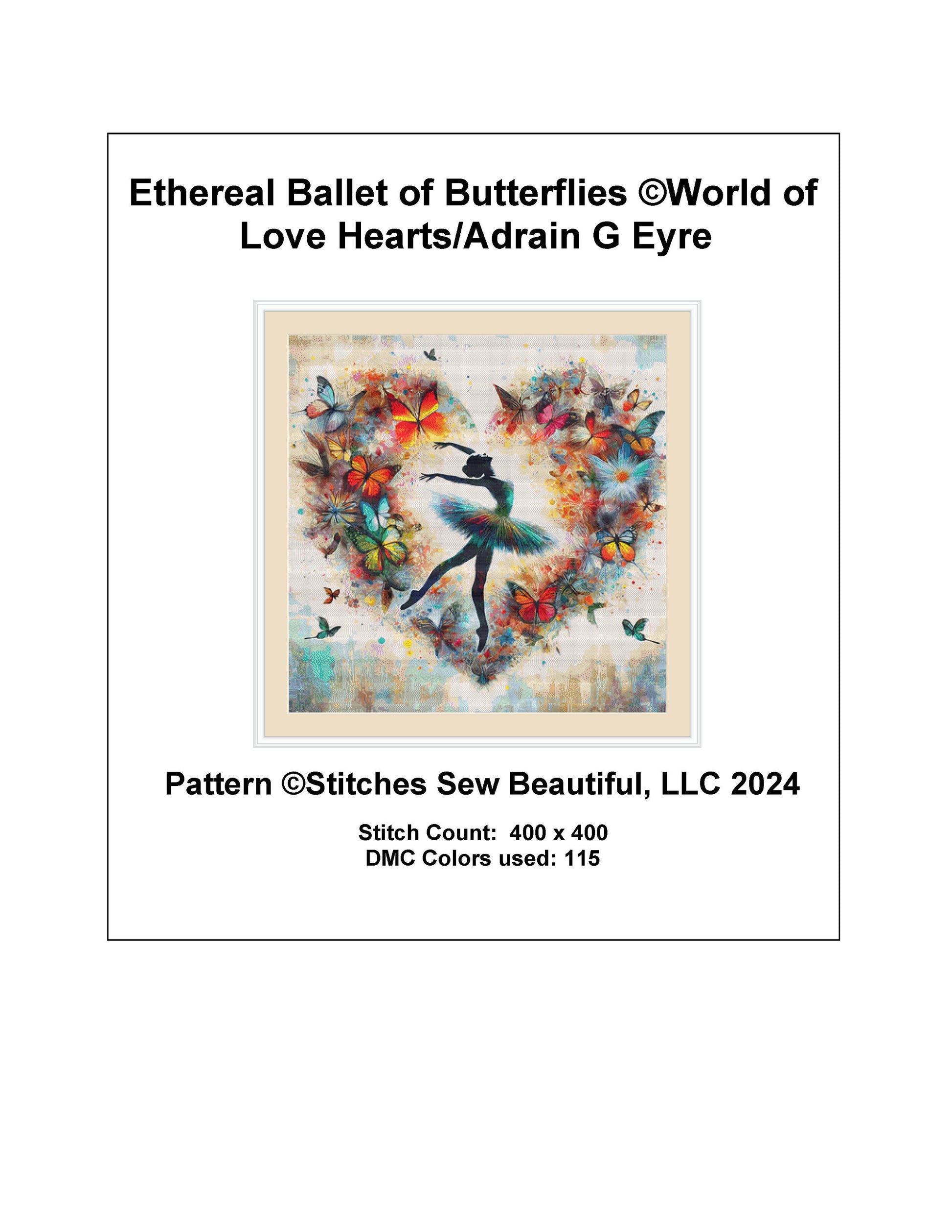 Ethereal Ballet of Butterflies cross stitch pattern by World of Love Hearts/Adrian G. Eyre