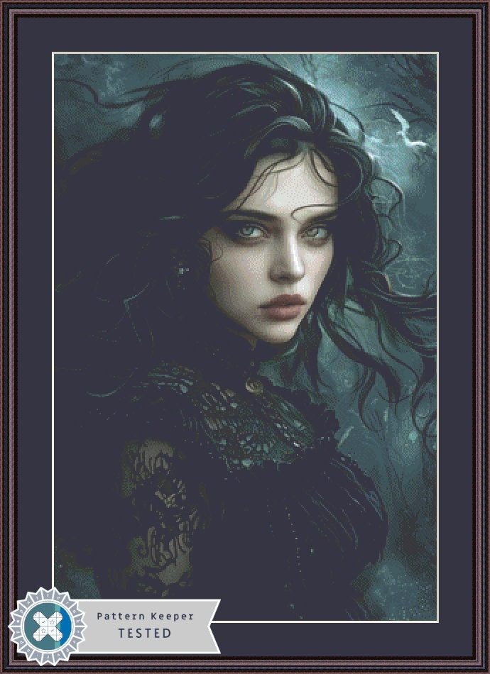 Witch of the Tides counted cross stitch pattern by The Art Revivalist