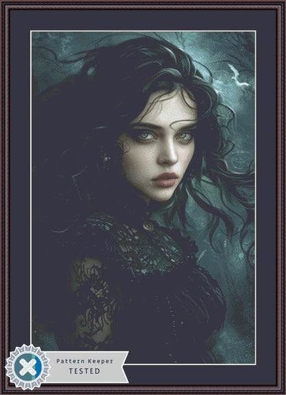 Witch of the Tides counted cross stitch pattern by The Art Revivalist