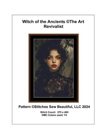 Witch of the Ancients counted cross stitch pattern by The Art Revivalist