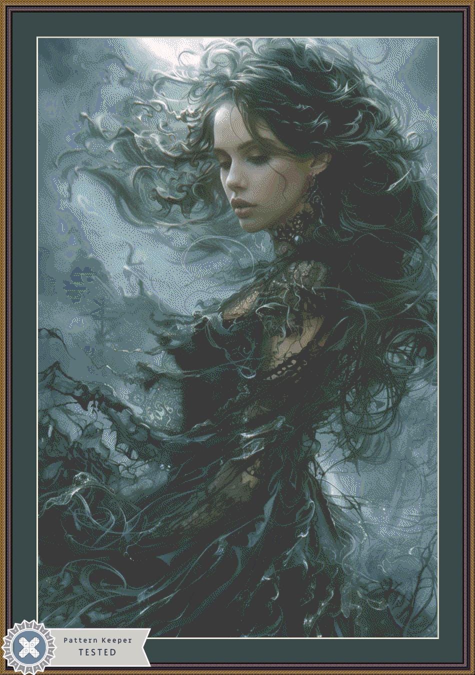 Witch of the Deep (Max Size) counted cross stitch pattern by The Art Revivalist