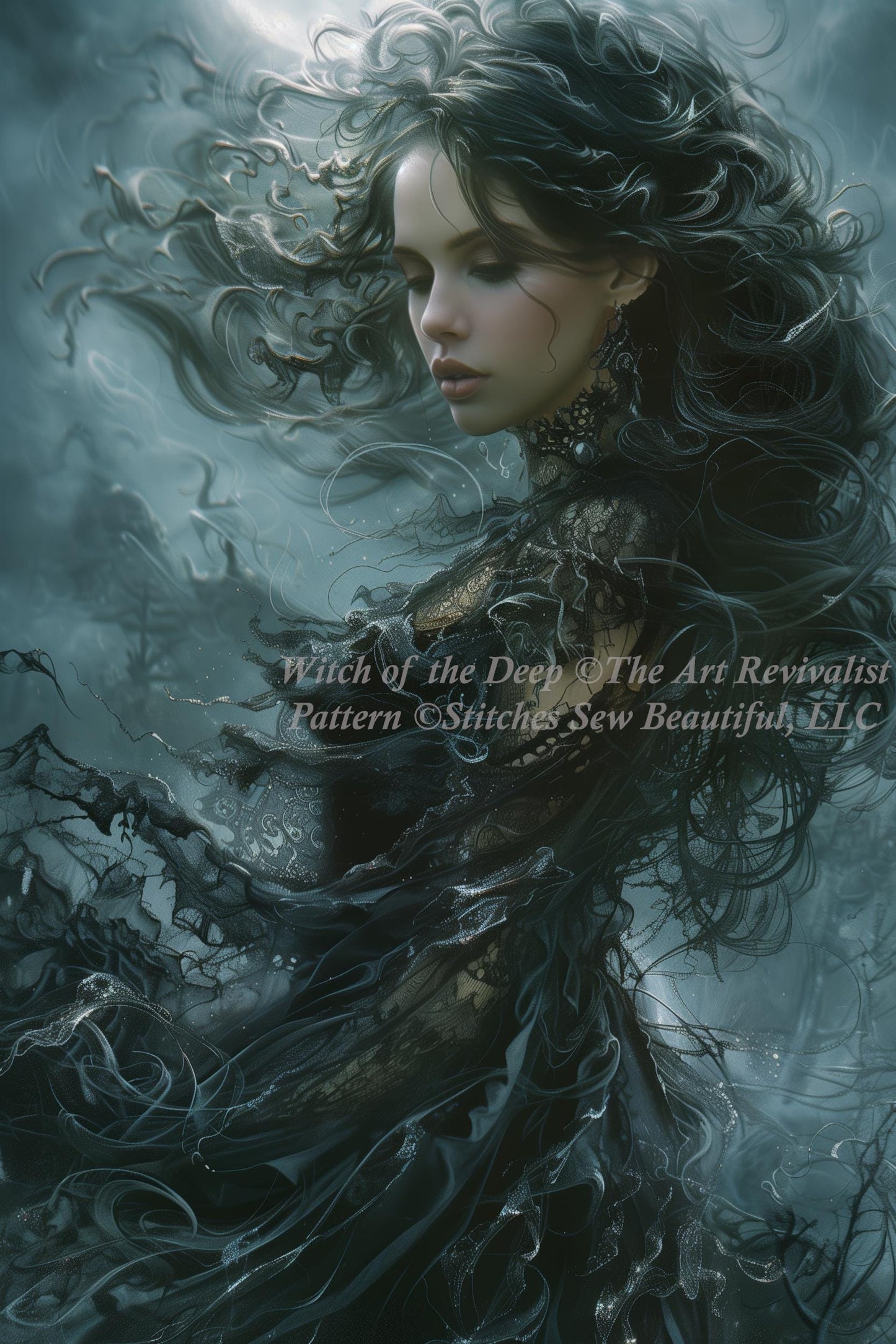 Witch of the Deep (Max Size) counted cross stitch pattern by The Art Revivalist