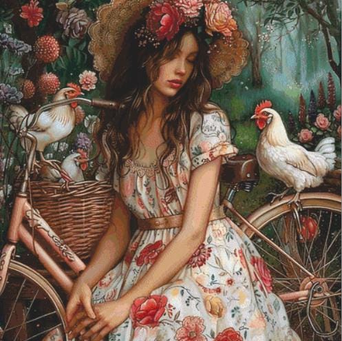 Shabby Chic Country Girl counted cross stitch pattern by Eder Jose Rosa