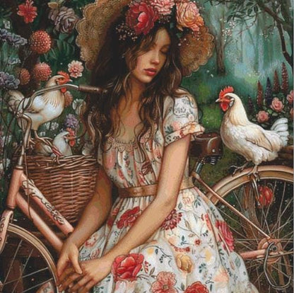 Shabby Chic Country Girl counted cross stitch pattern by Eder Jose Rosa